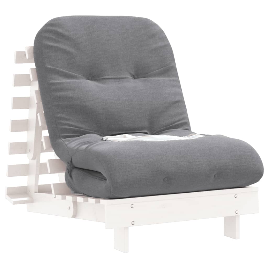 Futonbäddsoffa med madrass vit 70x206x11 cm massiv furu