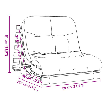 Futonbäddsoffa med madrass 80x206x11 cm massiv furu