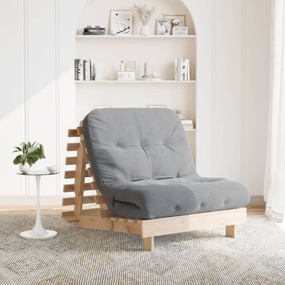 Futonbäddsoffa med madrass 80x206x11 cm massiv furu