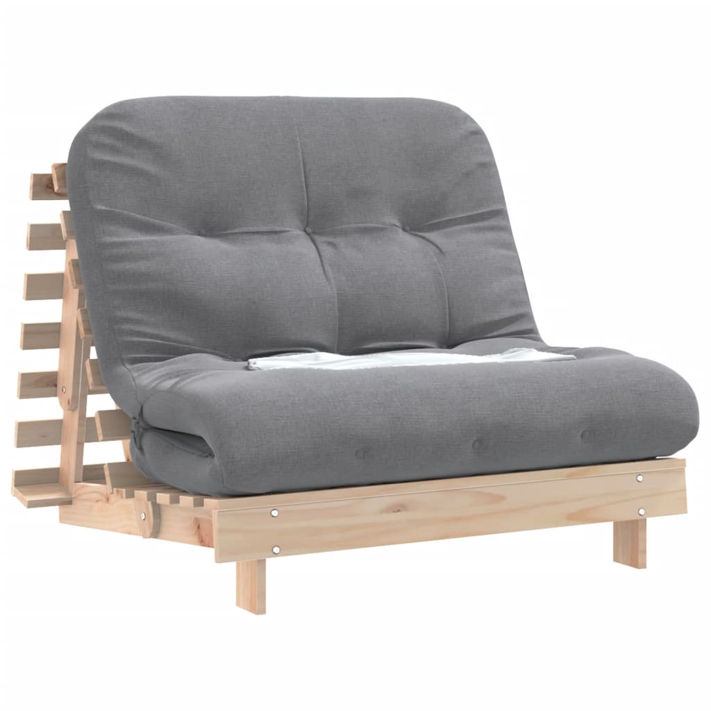 Futonbäddsoffa med madrass 100x206x11 cm massiv furu