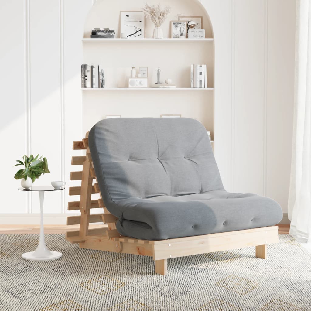 Futonbäddsoffa med madrass 100x206x11 cm massiv furu