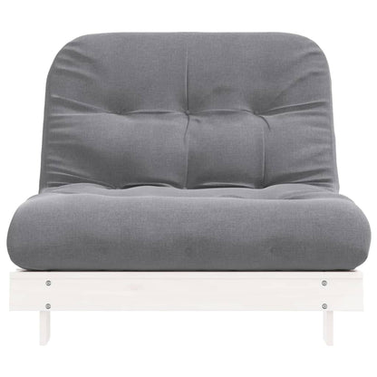 Futonbäddsoffa med madrass vit 100x206x11 cm massiv furu