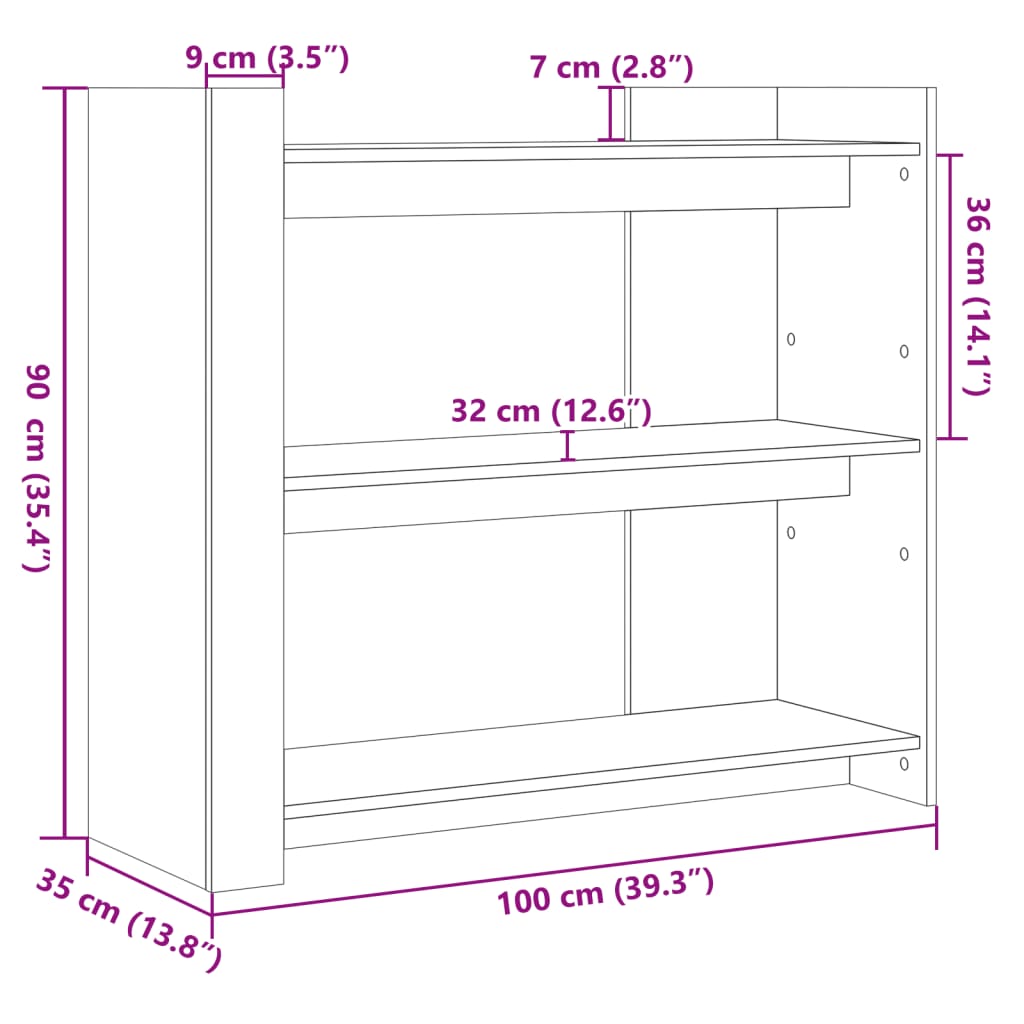 Konsolbord sonoma ek 100x35x90 cm konstruerat trä