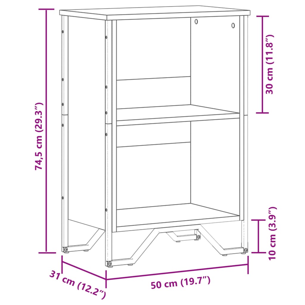 Bokhylla sonoma-ek 50x31x74,5 cm konstruerat trä