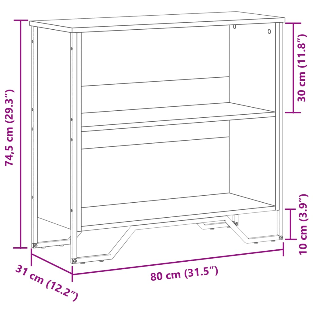 Bokhylla sonoma-ek 80x31x74,5 cm konstruerat trä