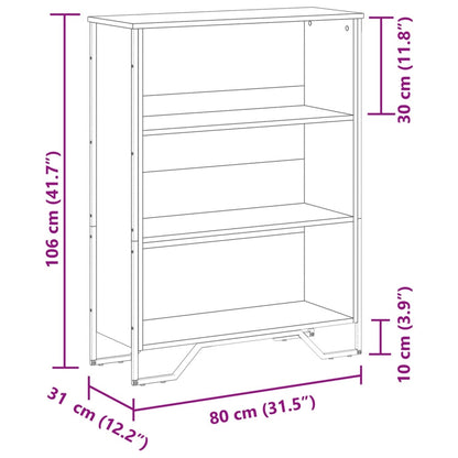 Bokhylla rökfärgad ek 80x31x106 cm konstruerat trä