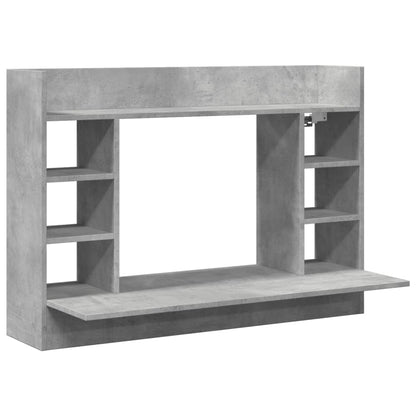 Väggmonterat skrivbord betonggrå 105x48x75 cm konstruerat trä