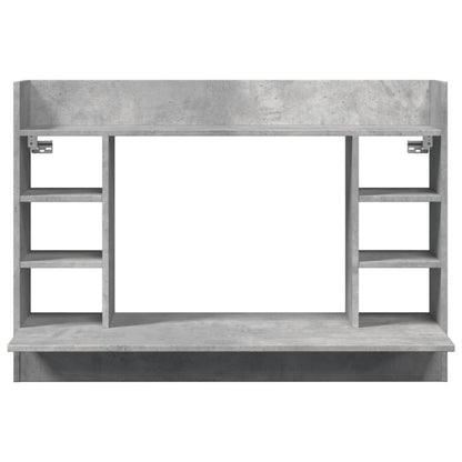 Väggmonterat skrivbord betonggrå 105x48x75 cm konstruerat trä