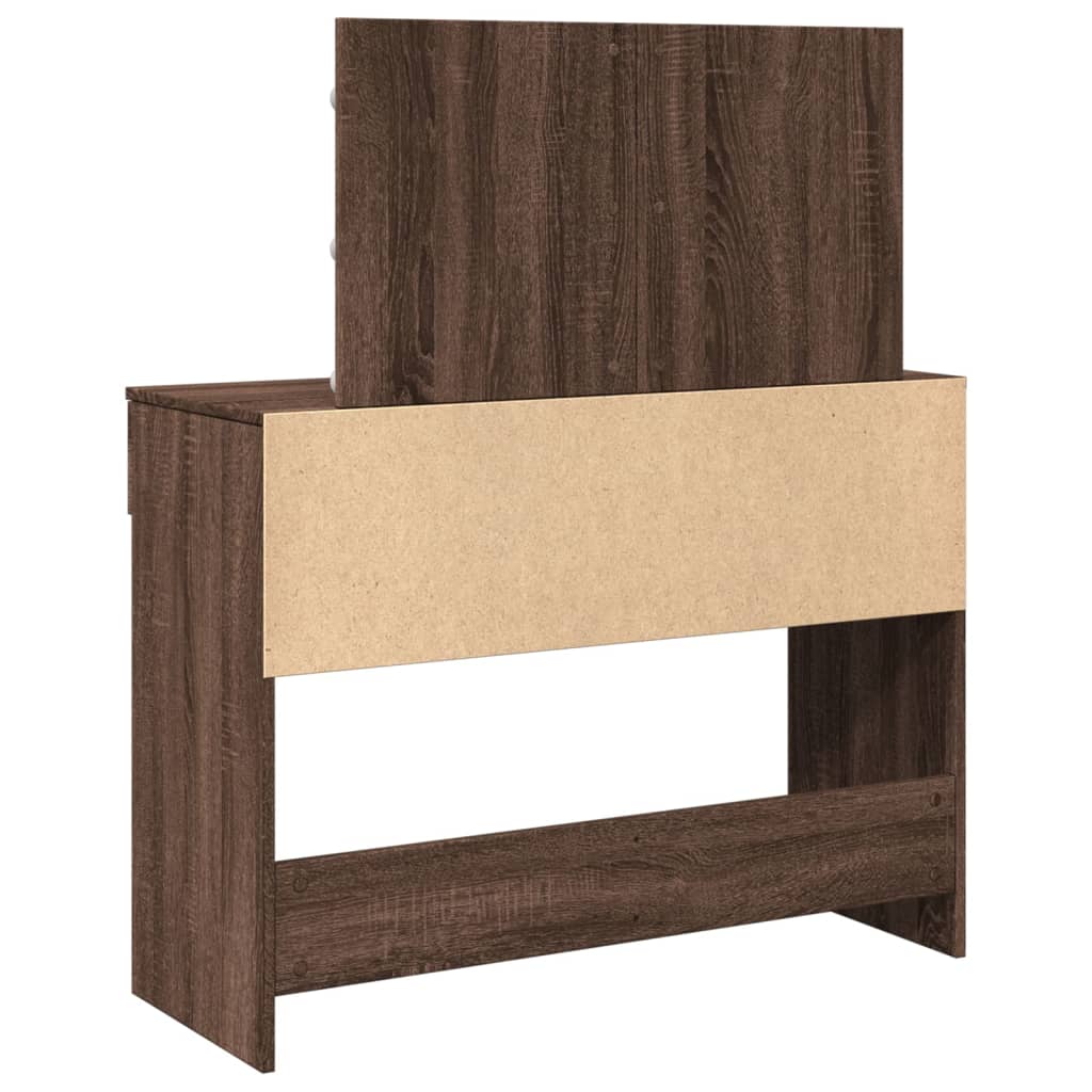 Sminkbord med LED brun ek 100x40x120 cm