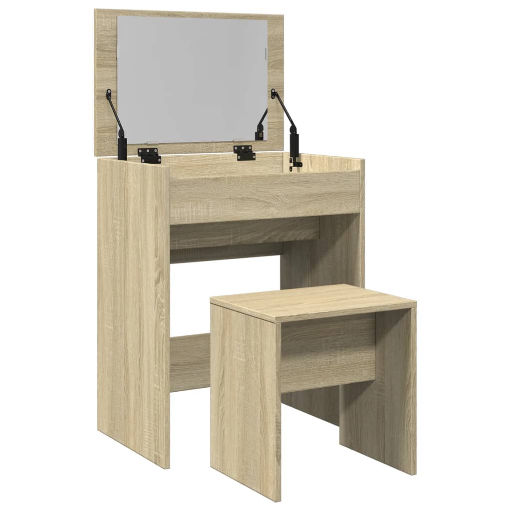 Sminkbord med pall sonoma-ek 60x40x113,5 cm