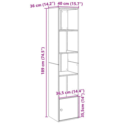 Bokhylla sonoma-ek 40x36x189 cm konstruerat trä