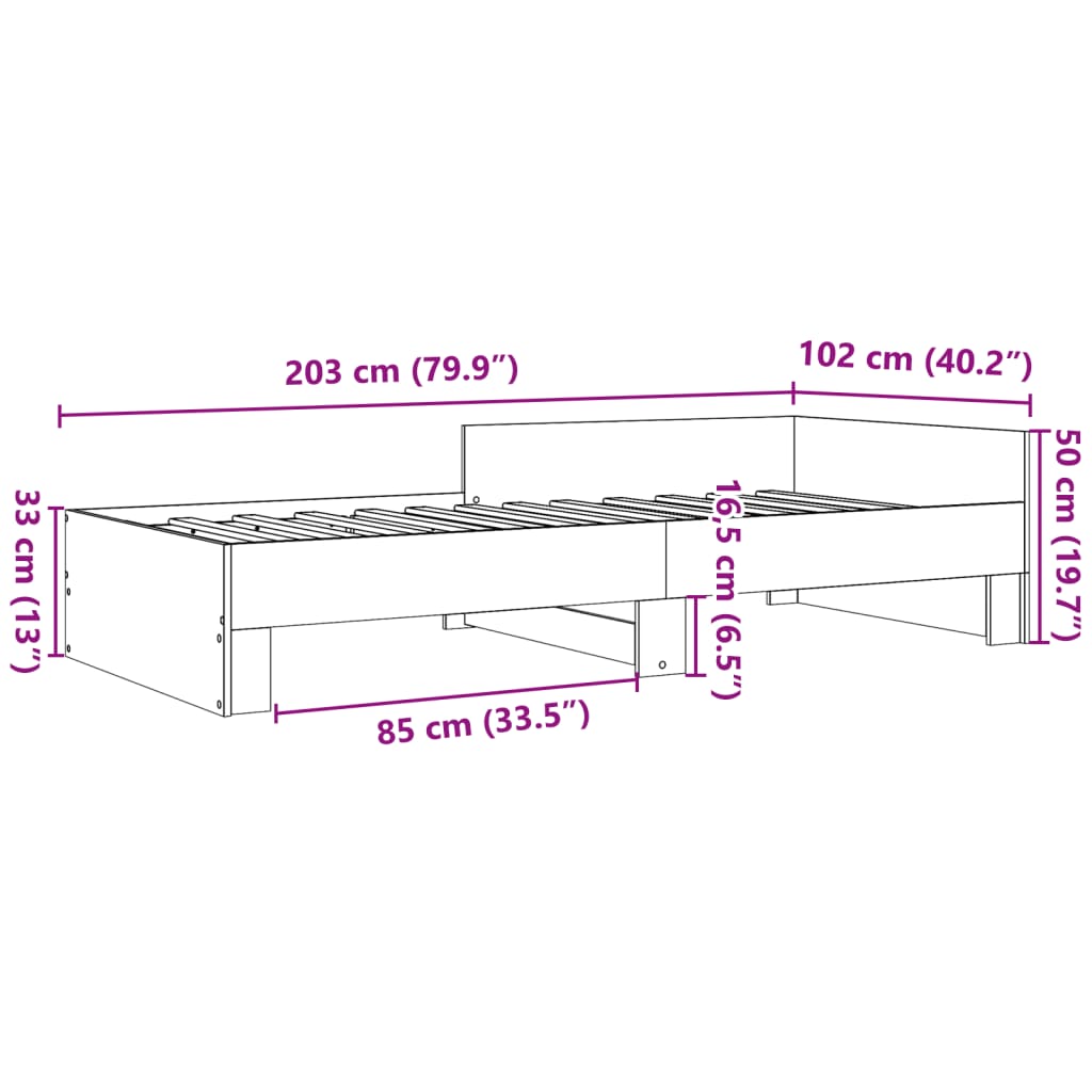 Sängram vit 100x200 cm konstruerad trä