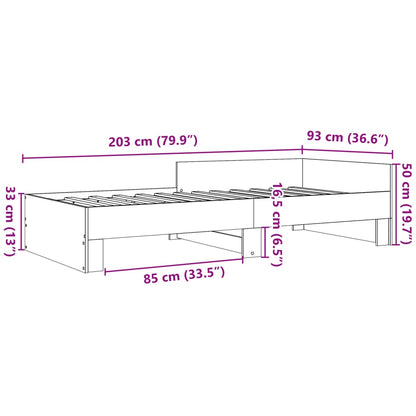 Sängram utan madrass sonoma-ek 90x200 cm konstruerad trä