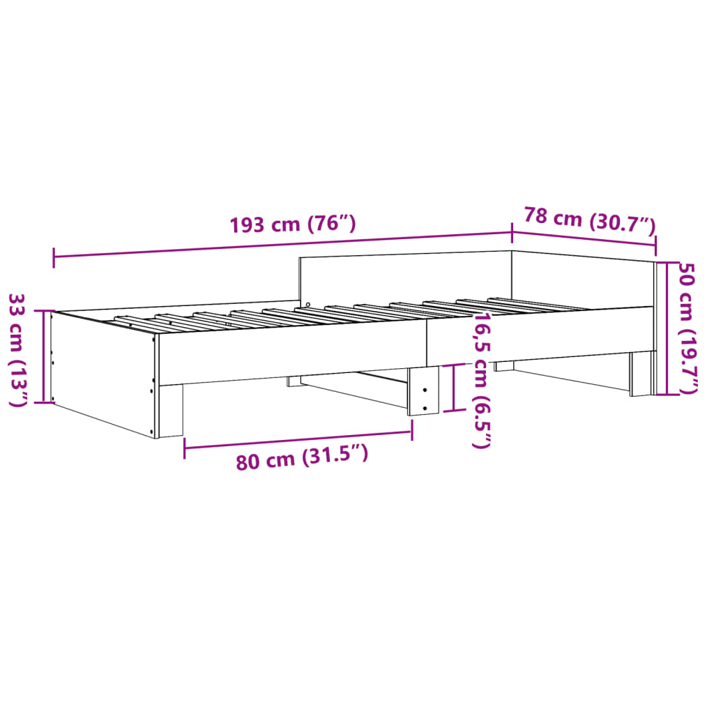 Sängram svart 75x190 cm konstruerat trä