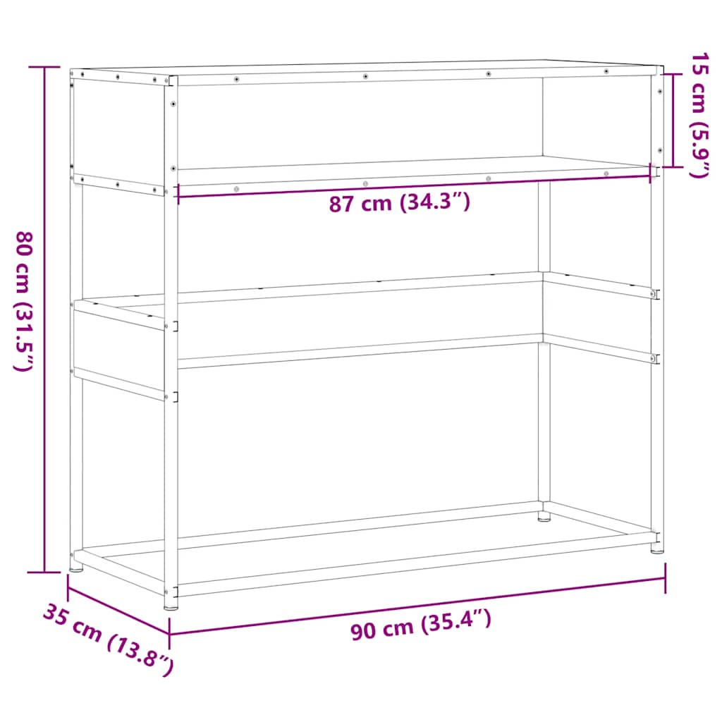 Avlastningsbord brun ek 90x35x80 cm konstruerat trä