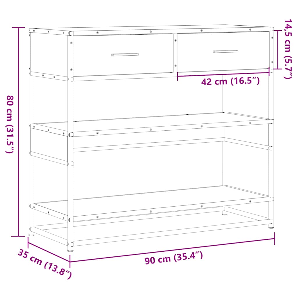 Avlastningsbord svart 90x35x80 cm konstruerat trä