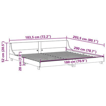 Sängram utan madrass vit 180x200 cm massiv furu