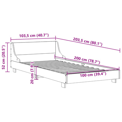 Sängram utan madrass vit 100x200 cm massiv furu