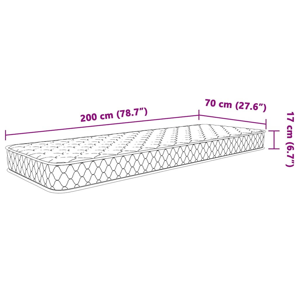 Memoryskummadrass vit 70x200x17 cm