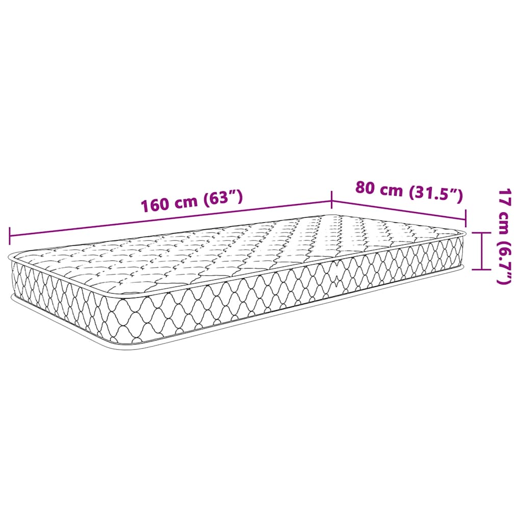 Memoryskummadrass vit 80x160x17 cm