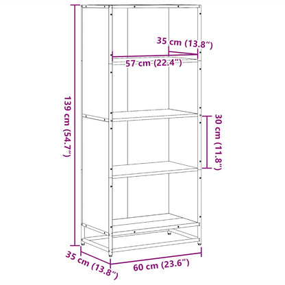 Bokhylla rökfärgad ek 60x35x139 cm konstruerat trä