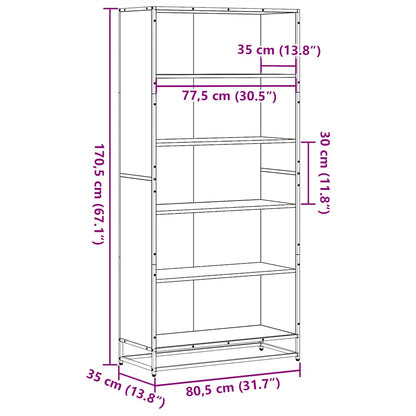 Bokhylla sonoma-ek 80,5x35x170,5 cm konstruerat trä