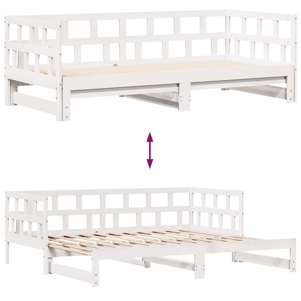 Dagbädd utdragbar med lådor utan madrass vit 90x200 cm