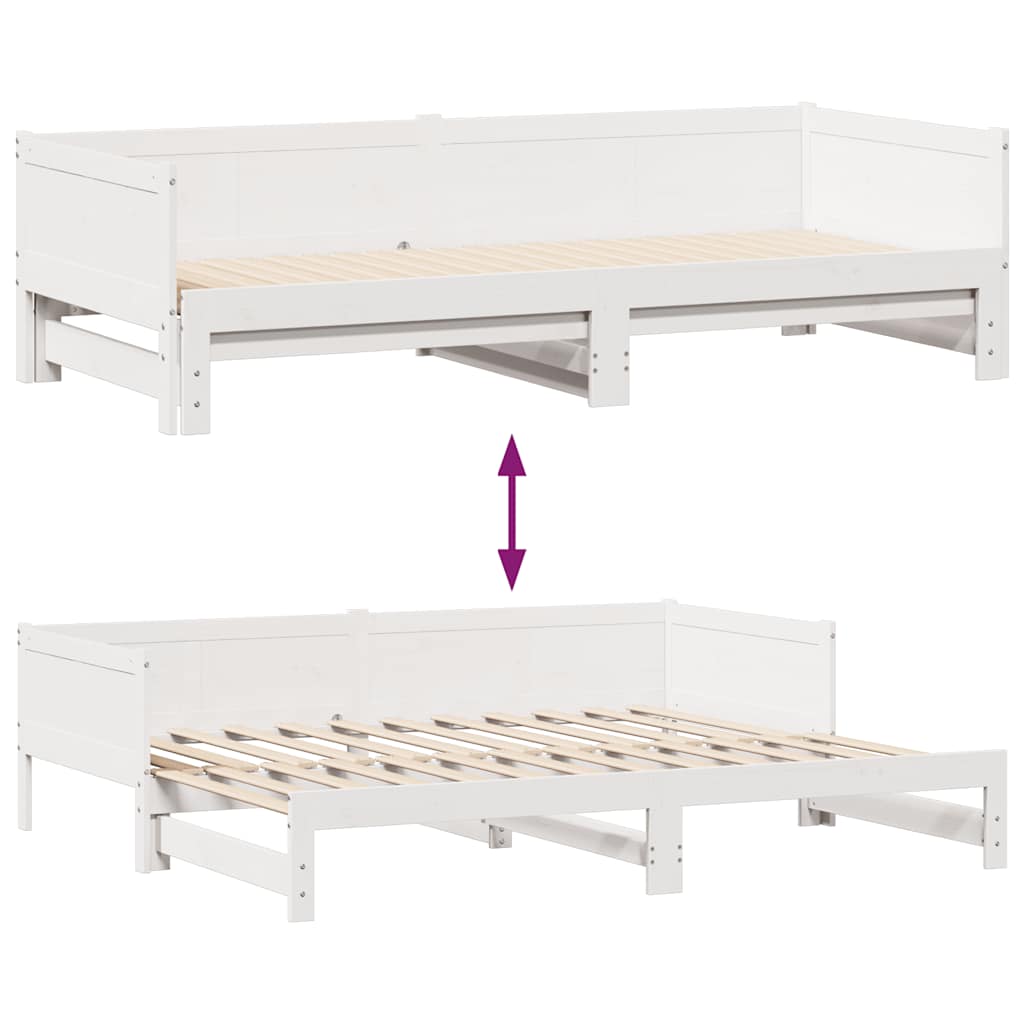 Dagbädd utdragbar med lådor utan madrass vit 80x200 cm