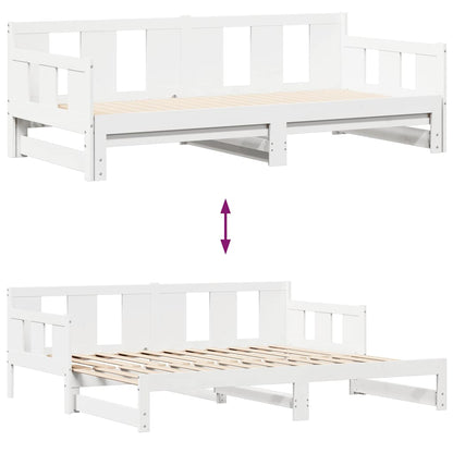 Dagbädd utdragbar med lådor utan madrass vit 90x200 cm