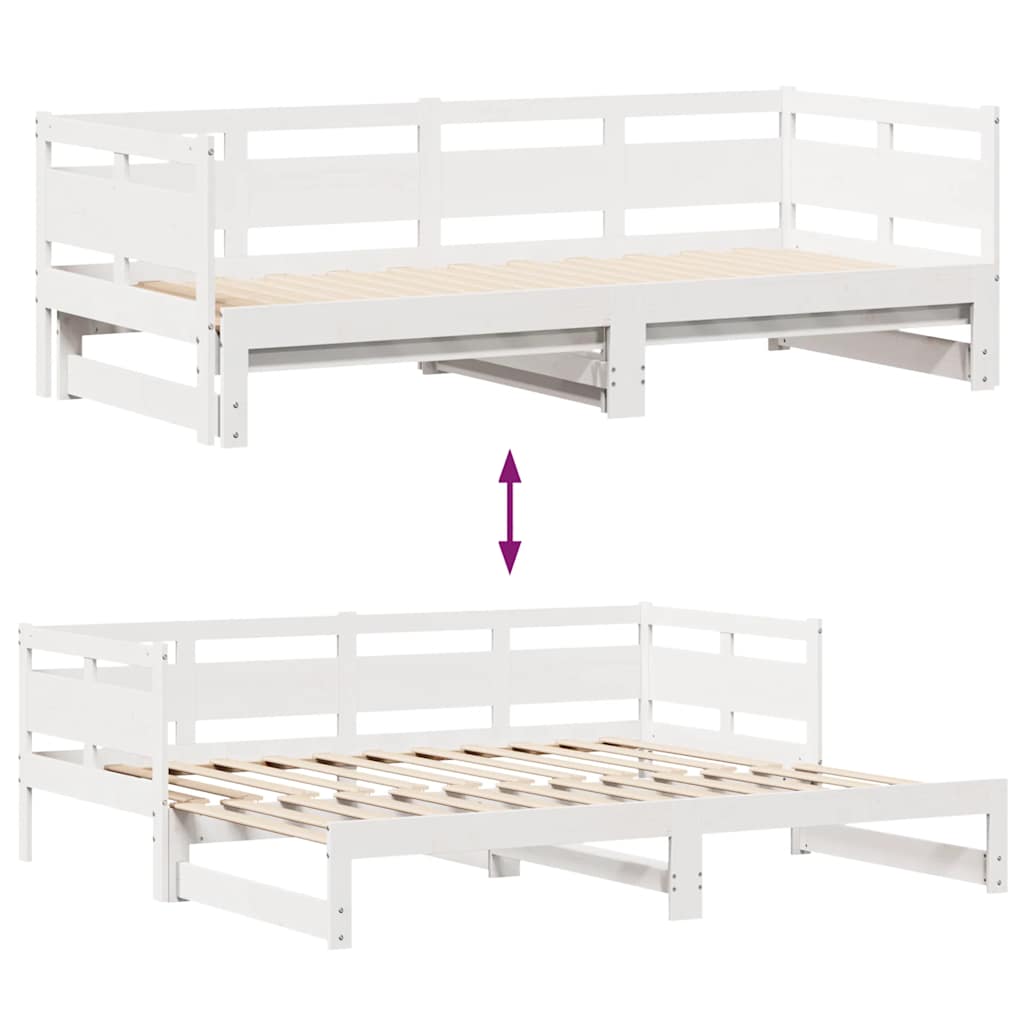 Dagbädd utdragbar med lådor utan madrass vit 90x200 cm