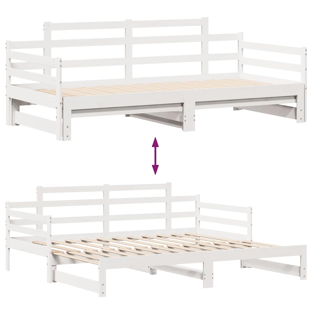 Dagbädd utdragbar med lådor utan madrass vit 80x200 cm