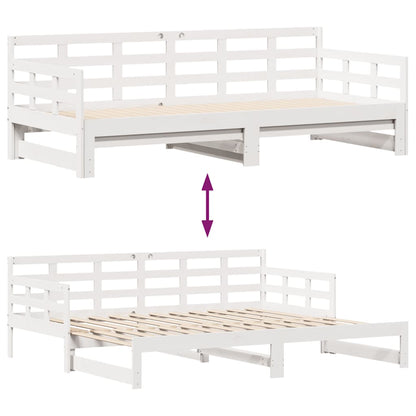 Dagbädd utdragbar med lådor utan madrass vit 90x200 cm