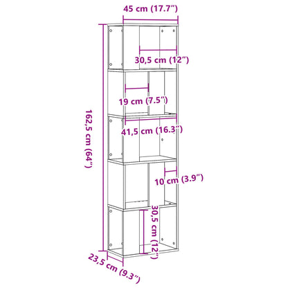 Bokhylla 5 hyllplan vit 45x23,5x162,5 cm konstruerat trä