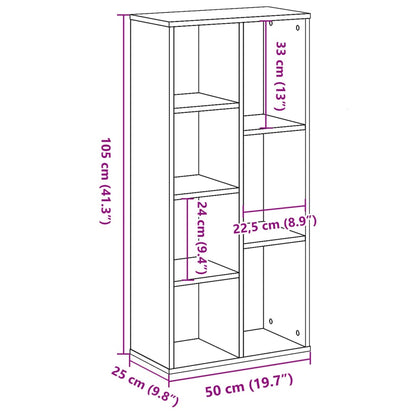 Bokhylla vit 50x25x105 cm konstruerat trä