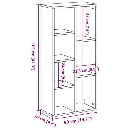 Bokhylla ek 50x25x105 cm konstruerat trä