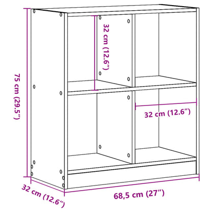 Bokhylla vit 68,5x32x75 cm konstruerat trä