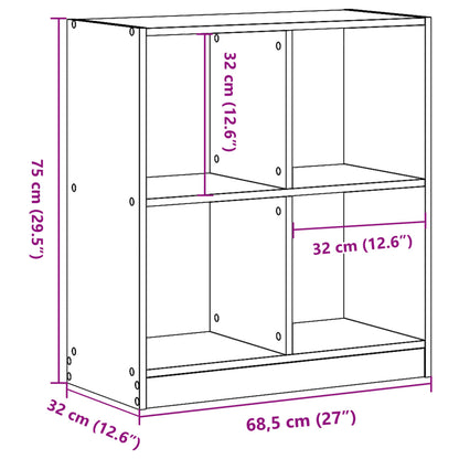 Bokhylla sonoma-ek 68,5x32x75 cm konstruerat trä