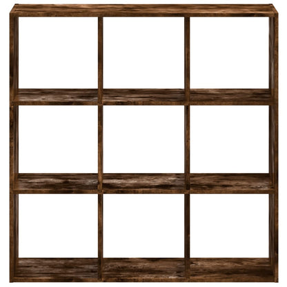 Bokhylla rökfärgad ek 102x32x102 cm konstruerat trä