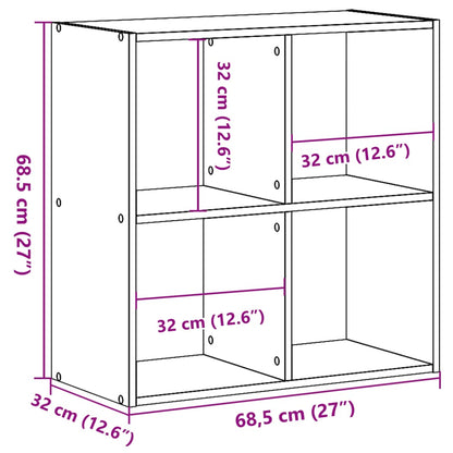 Bokhylla vit 68,5x32x68,5 cm konstruerat trä