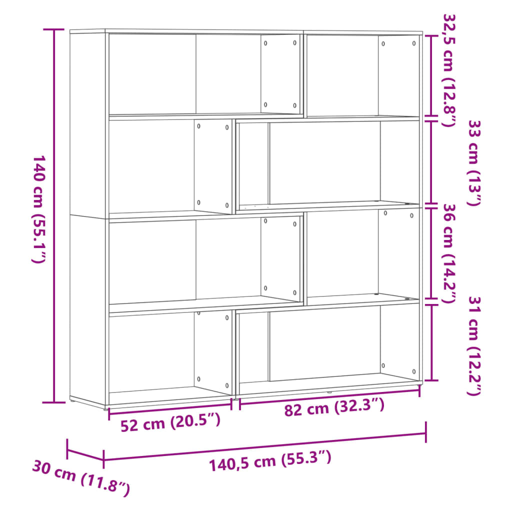 Bokhylla hörn 4 hyllplan svart 85x85x140 cm konstruerat trä