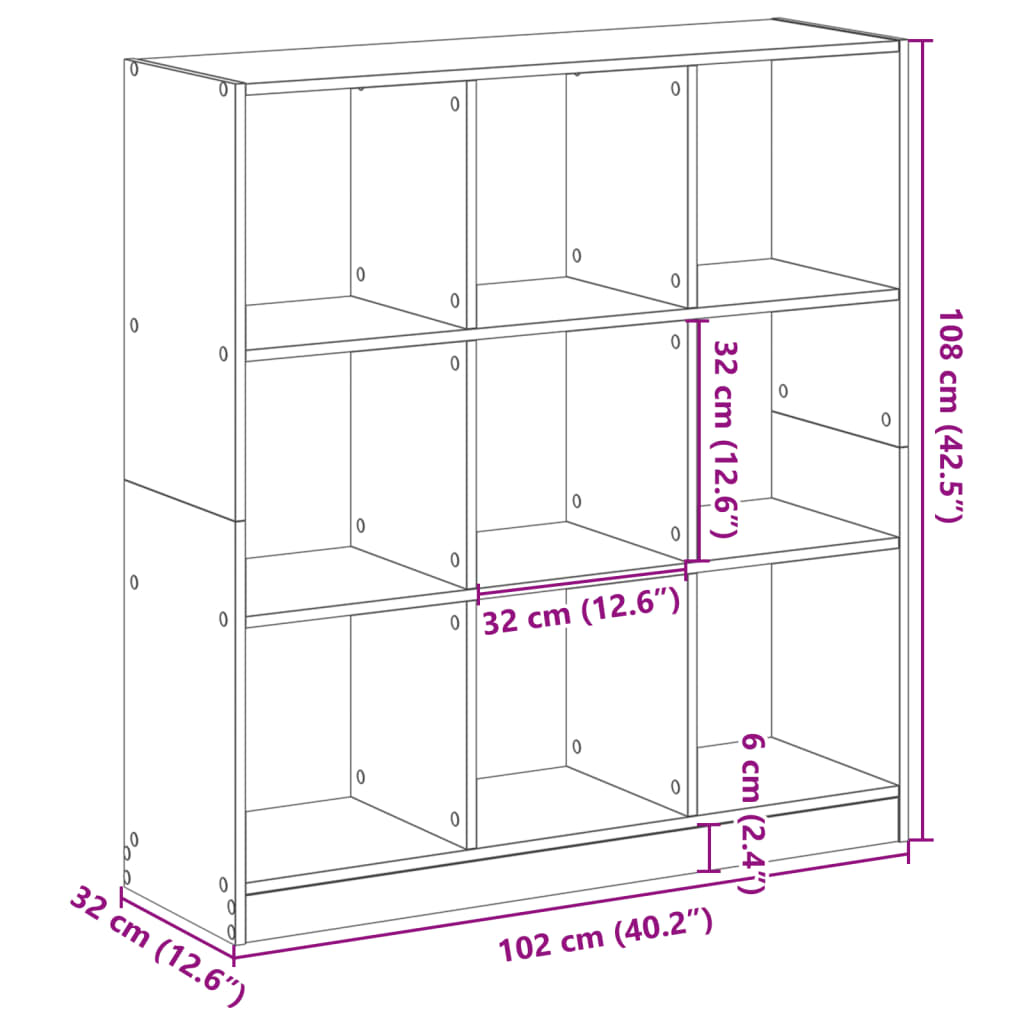 Bokhylla brun ek 102x32x108 cm konstruerat trä