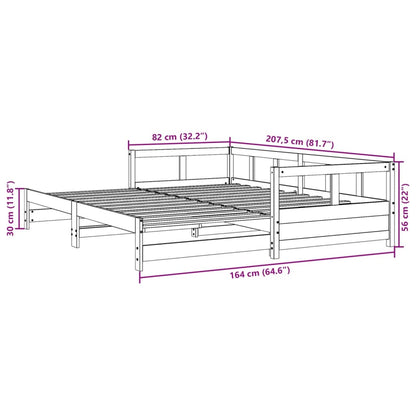 Dagbädd utan madrass vit 80x200 cm massiv furu