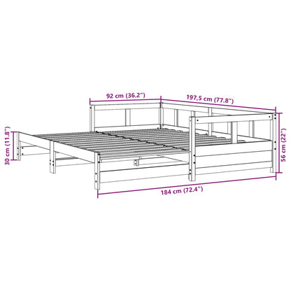 Dagbädd utan madrass vaxad brun 90x190 cm massiv furu