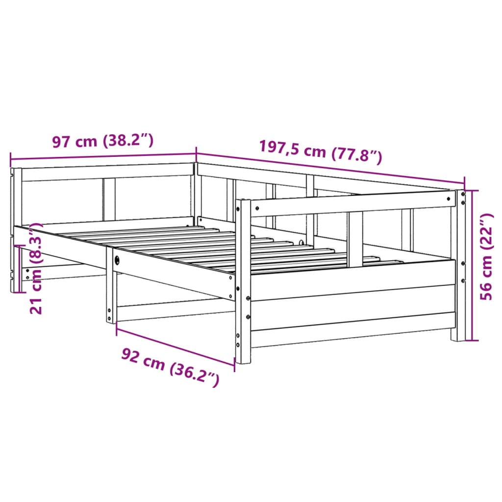 Dagbädd naturfärgad 90x190 cm massiv furu