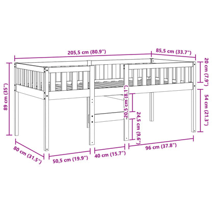 Barnsäng utan madrass vit 80x200 cm massiv furu