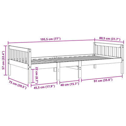 Barnsäng utan madrass vit 75x190 cm massiv furu