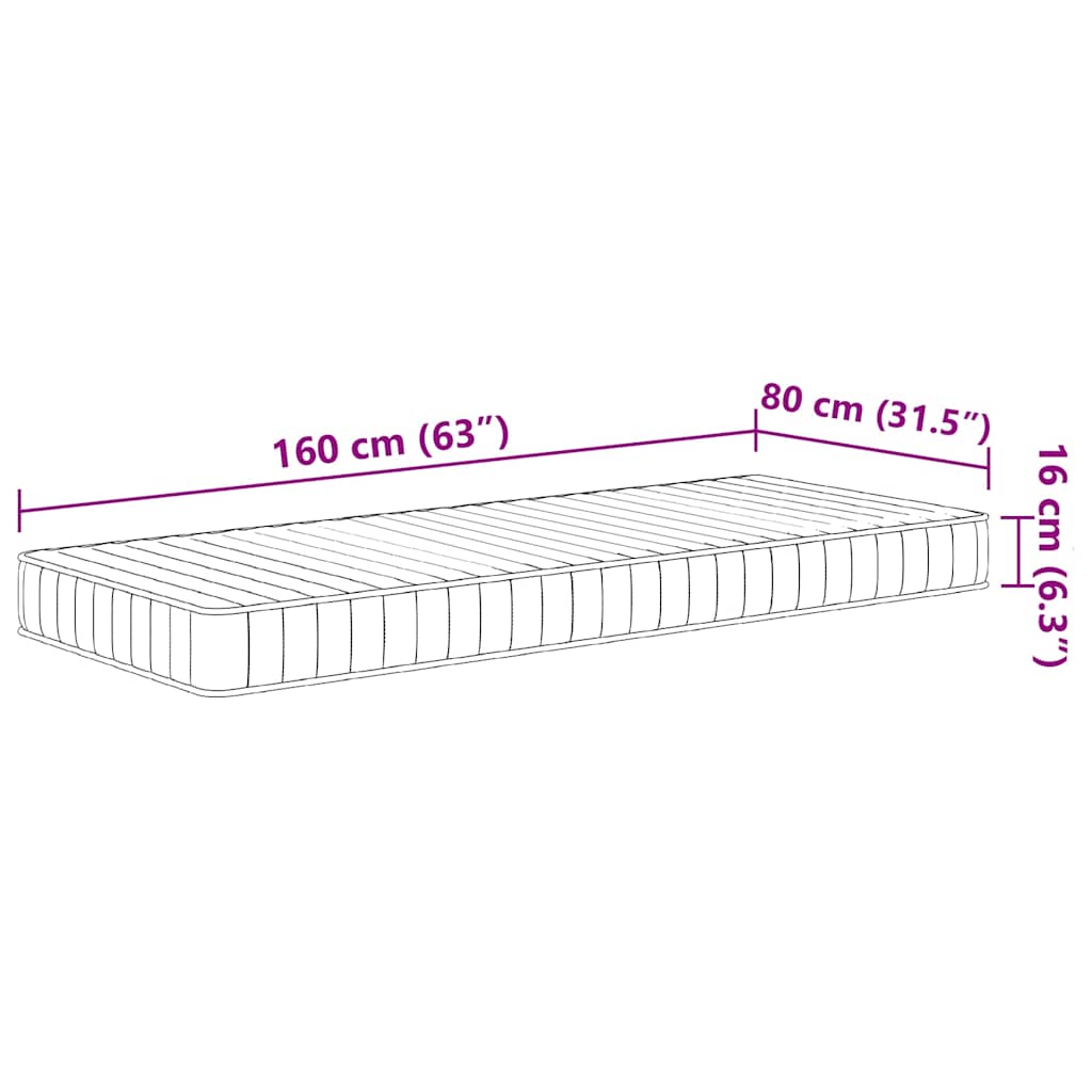 Skummadrass för barn medium mjuk 80x160 cm