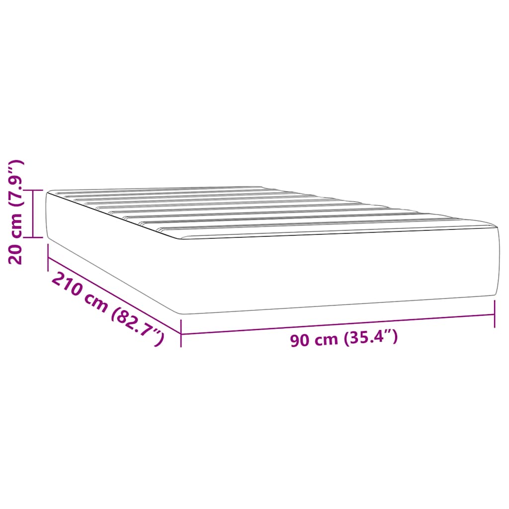 Pocketresårmadrass ljusgrå 90x210x20 cm sammet