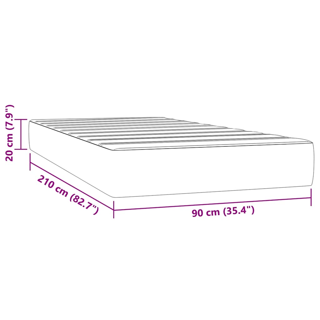 Pocketresårmadrass svart 90x210x20 cm sammet