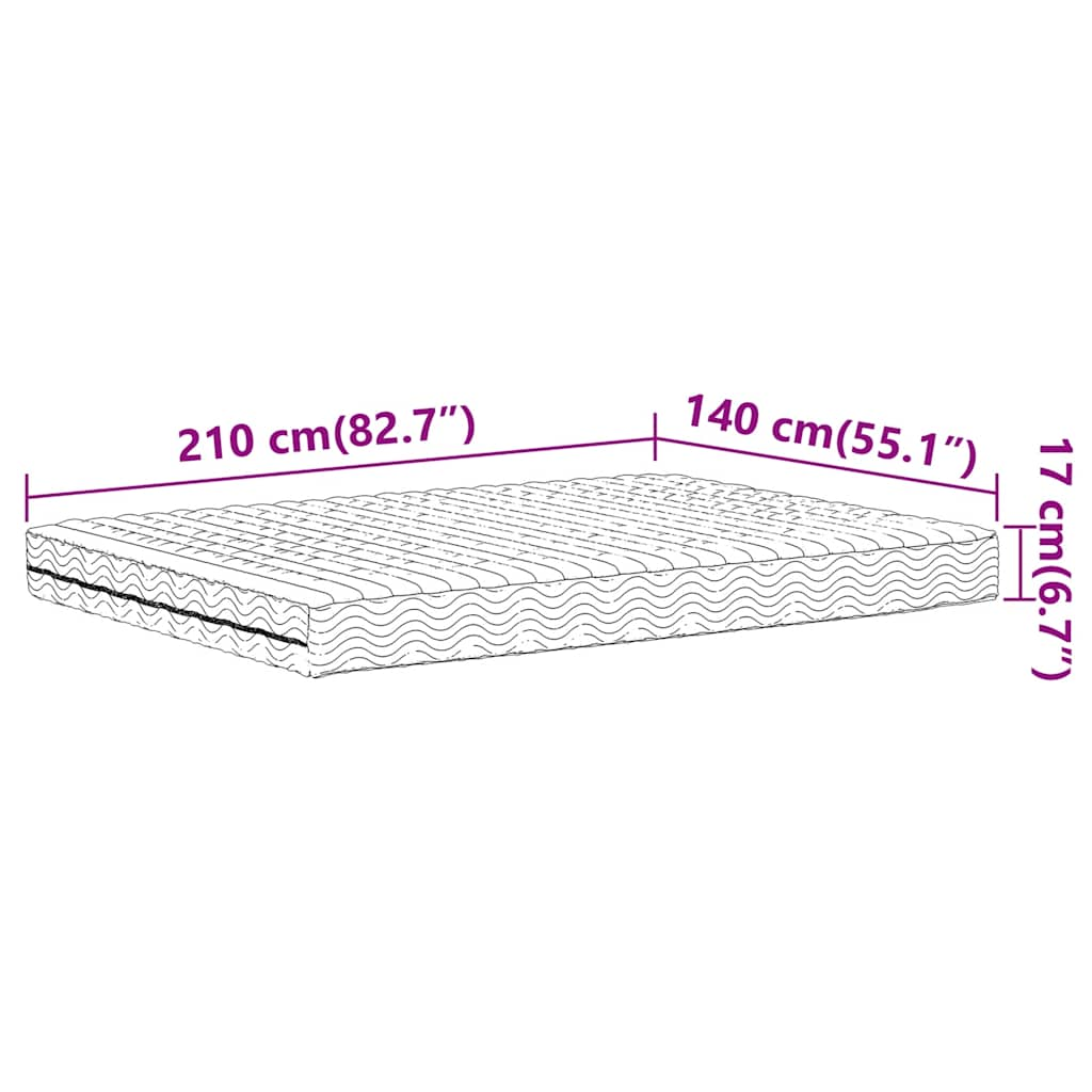 Skummadrass vit 140x210 cm hårdhet H2 H3